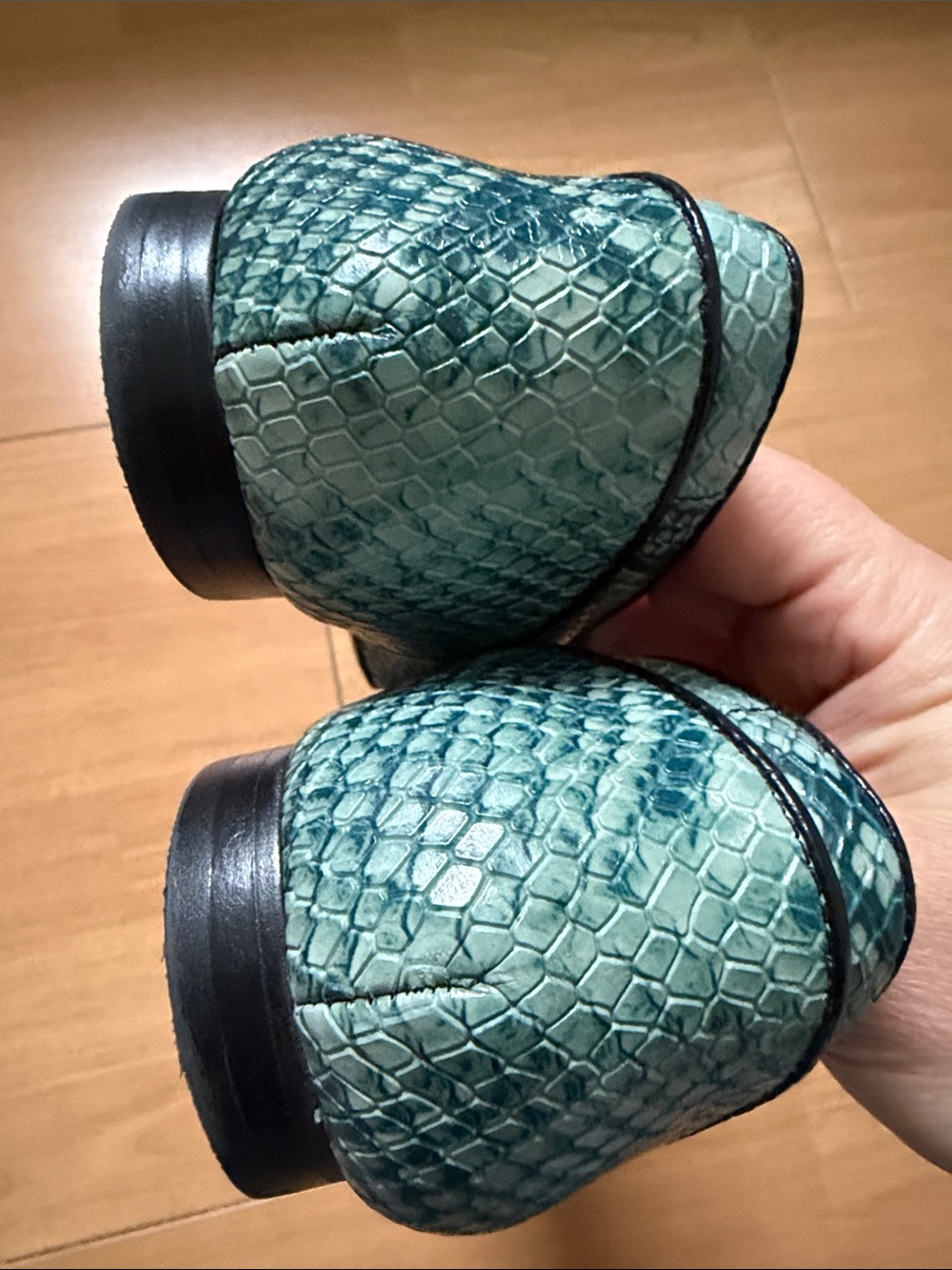 Vince Camuto Teal Snake-Print Loafers with Square Toe - Picture 4 of 8